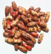 50 15x7mm (2mm Hole) Patterned Oval Wood Beads